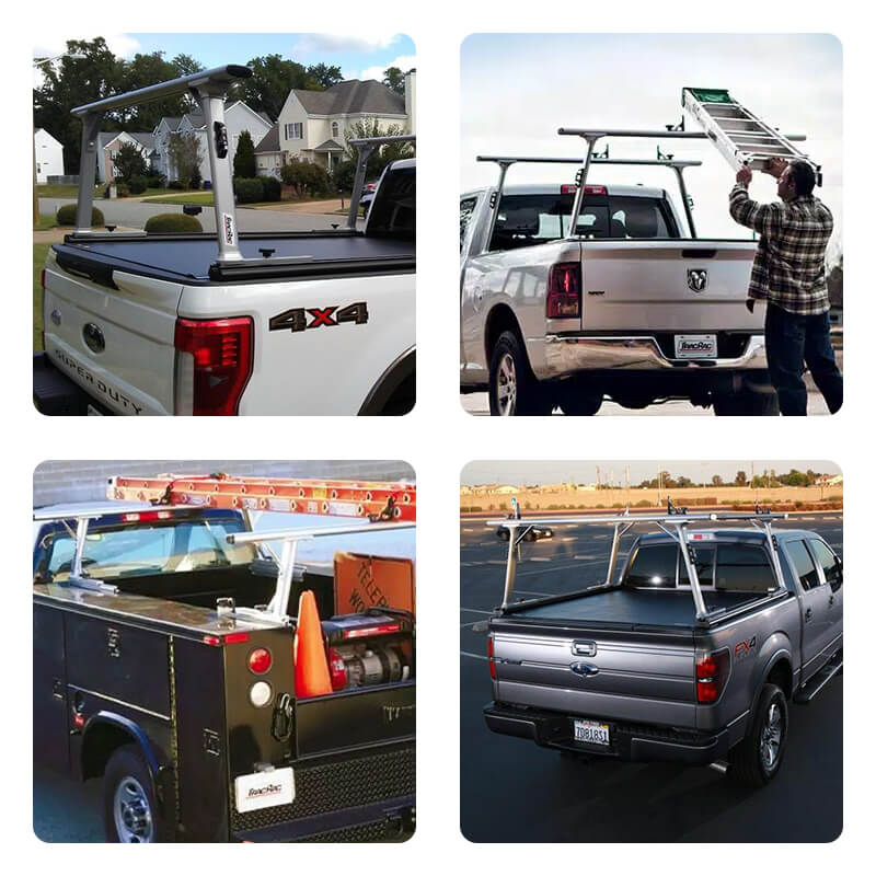 Various trucks equipped with Thule TracRac systems